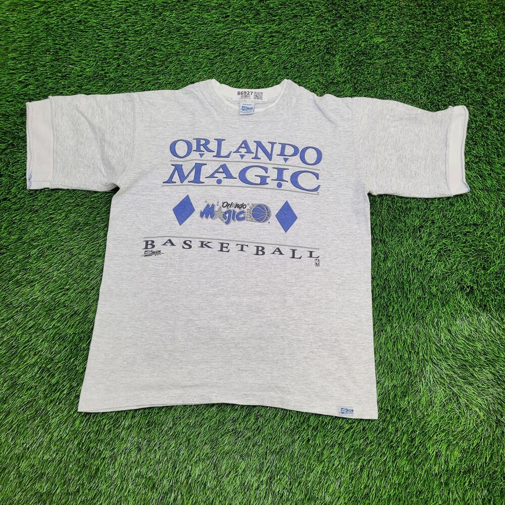 Vintage 1992 Orlando-Magic Basketball Shirt Medium 20x24 Gray Shaq Hardaway
